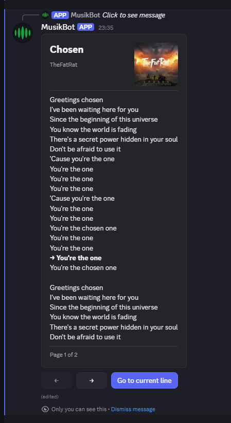 Lyrics synced to current playback